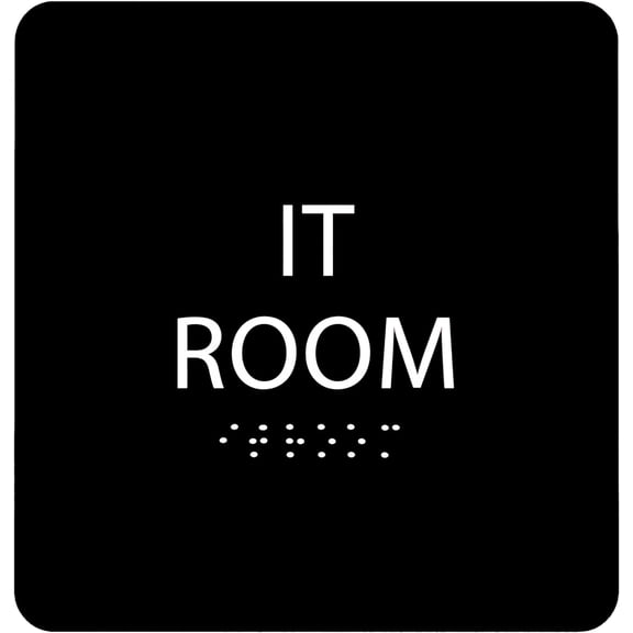 ADA CENTRAL SIGNS - 6" X6" IT Room Sign - ADA Compliant Tactile Graphics Grade 2 Braille Text Acrylic Wall Signs - Server, Router, Switches, and Information technology Equipment Room Door Sign