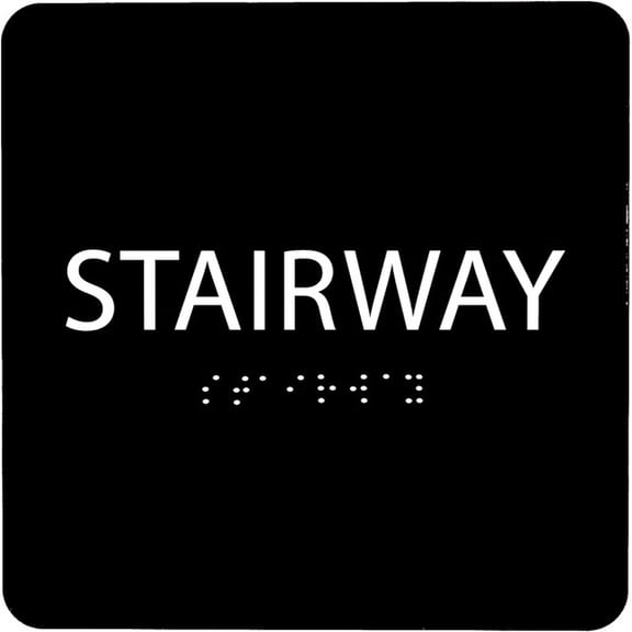 ADA CENTRAL SIGNS - 6" X6" Stairway Sign - ADA Compliant Tactile Graphics Grade 2 Braille Text Acrylic Wall Signs - Staircase, Stairwell, Building Safety hazard Signs for Office, School, Apartment
