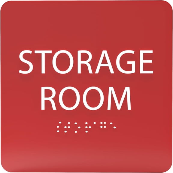 ADA CENTRAL SIGNS - 6" X6" Storage Room Sign- ADA Compliant Tactile Graphics Grade 2 Braille Text Acrylic Wall Signs - Inventory Stock Management Door sign for Offices, Businesses, and Restaurants