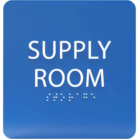 ADA CENTRAL SIGNS - 6" X6" Supply Room Sign - ADA Compliant Tactile Graphics Grade 2 Braille Text Acrylic Door Wall Signs - Stocking Tracking Monitoring Storage Room Sign for Office, School, Warehouse