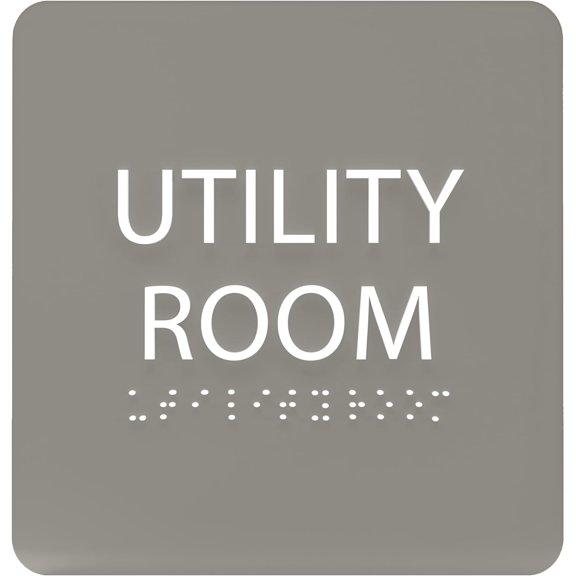 ADA CENTRAL SIGNS - 6" X6" Utility Room Sign - ADA Compliant Tactile Graphics Grade 2 Braille Text Acrylic Wall Signs - Utility Equipment Door Sign for Commercial, Residential, Institutional Buildings