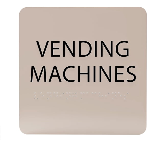 ADA CENTRAL SIGNS - 6" X6" Vending Machines Sign - ADA Compliant Tactile Graphics Grade 2 Braille Text Acrylic Wall Signs - Coffee, Snacks, Candy, Soda Drinks Vending Machine Sign for business, Office