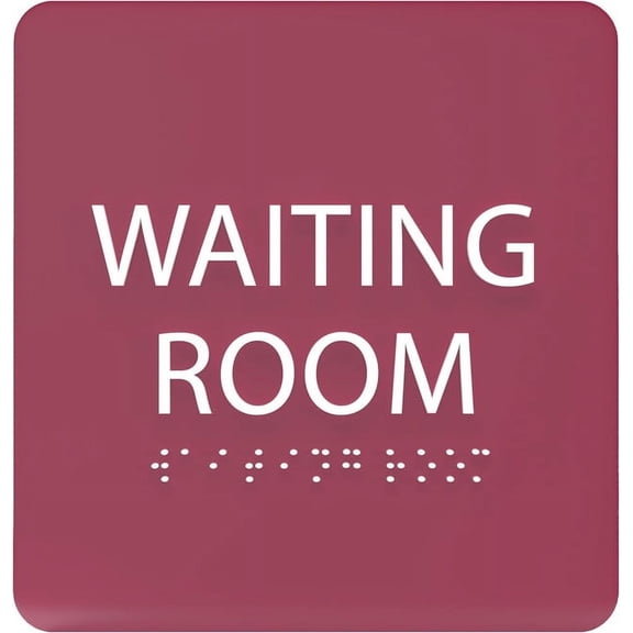 ADA CENTRAL SIGNS - 6" X6" Waiting Room Sign - ADA Compliant Tactile Graphics Grade 2 Braille Text Acrylic Wall Signs - Please Wait Here, Reception Counter Door Signs for Medical Clinics, Offices