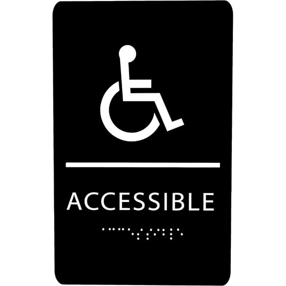 ADA CENTRAL SIGNS -6"X9" Accessible Sign – ADA Compliant Tactile Graphics Grade 2 Braille Text Wall Signs - Handicap Disabled Wheelchair Easy Access Sign for Office, Business, and Apartment