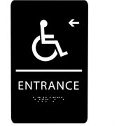 ADA CENTRAL SIGNS - 6"X9" Entrance Left Sign with Arrow - ADA Compliant Tactile Graphics Grade 2 Braille Text Wall Signs   Wheelchair Accessible Entry Sign for School, Office, Business, and Apartment