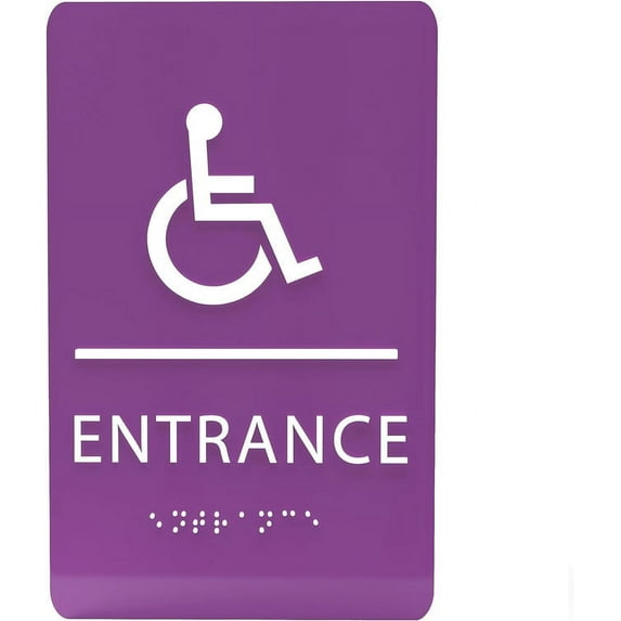 ADA CENTRAL SIGNS - 6"X9" Entrance Sign - ADA Compliant Tactile Graphics Grade 2 Braille Text Acrylic Wall Signs – Wheelchair Accessible Double Sided Tape Entry Sign for Office, Business, & Apartment