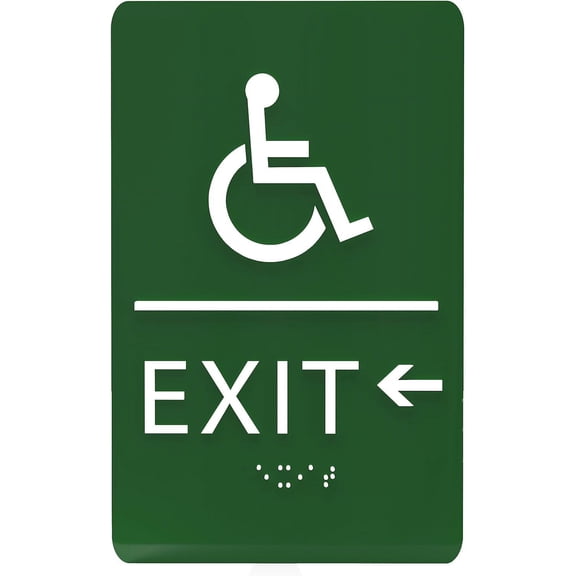 ADA CENTRAL SIGNS - 6"X9" Exit Left Sign with Arrow - ADA Compliant Tactile Graphics Grade 2 Braille Text Wall Signs - Emergency Rescue Safety Sign for School, Office, Business, Apartment, Restaurant