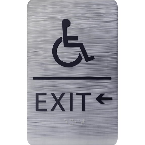 ADA CENTRAL SIGNS - 6"X9" Exit Left Sign with Arrow - ADA Compliant Tactile Graphics Grade 2 Braille Text Wall Signs - Emergency Rescue Safety Sign for School, Office, Business, Apartment, Restaurant