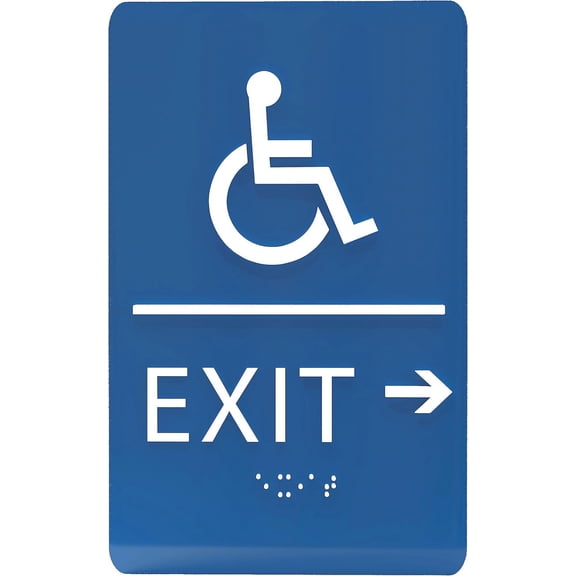 ADA CENTRAL SIGNS - 6"X9" Exit Right Sign with Arrow - ADA Compliant Tactile Graphics Grade 2 Braille Text Wall Signs - Emergency Rescue Safety Sign for School, Office, Business, Apartment, Restaurant