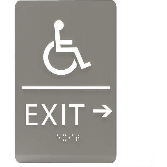ADA CENTRAL SIGNS - 6"X9" Exit Right Sign with Arrow - ADA Compliant Tactile Graphics Grade 2 Braille Text Wall Signs - Emergency Rescue Safety Sign for School, Office, Business, Apartment, Restaurant