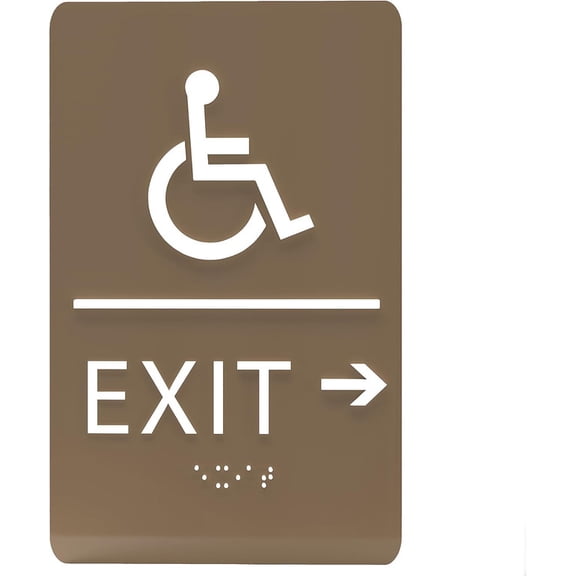 ADA CENTRAL SIGNS - 6"X9" Exit Right Sign with Arrow - ADA Compliant Tactile Graphics Grade 2 Braille Text Wall Signs - Emergency Rescue Safety Sign for School, Office, Business, Apartment, Restaurant