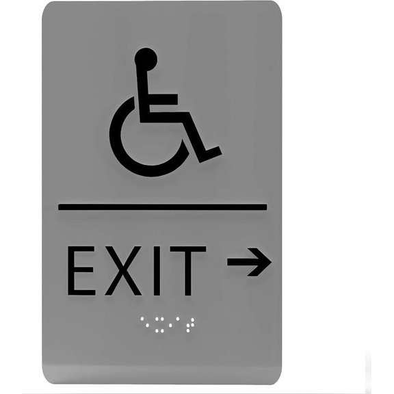 ADA CENTRAL SIGNS - 6"X9" Exit Right Sign with Arrow - ADA Compliant Tactile Graphics Grade 2 Braille Text Wall Signs - Emergency Rescue Safety Sign for School, Office, Business, Apartment, Restaurant