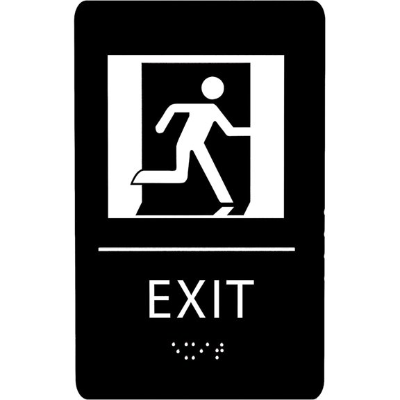 ADA CENTRAL SIGNS - 6"X9" Exit Sign - ADA Compliant Tactile Graphics Grade 2 Braille Text Wall Sign - Emergency Rescue Safety Signs for Schools, Offices, Businesses, Apartments, and Restaurants