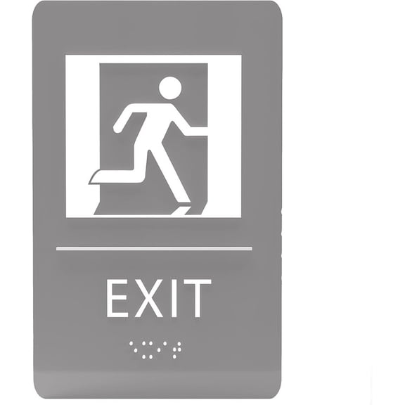 ADA CENTRAL SIGNS - 6"X9" Exit Sign - ADA Compliant Tactile Graphics Grade 2 Braille Text Wall Sign - Emergency Rescue Safety Signs for Schools, Offices, Businesses, Apartments, and Restaurants