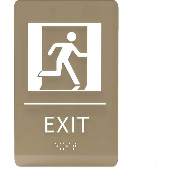 ADA CENTRAL SIGNS - 6"X9" Exit Sign - ADA Compliant Tactile Graphics Grade 2 Braille Text Wall Sign - Emergency Rescue Safety Signs for Schools, Offices, Businesses, Apartments, and Restaurants