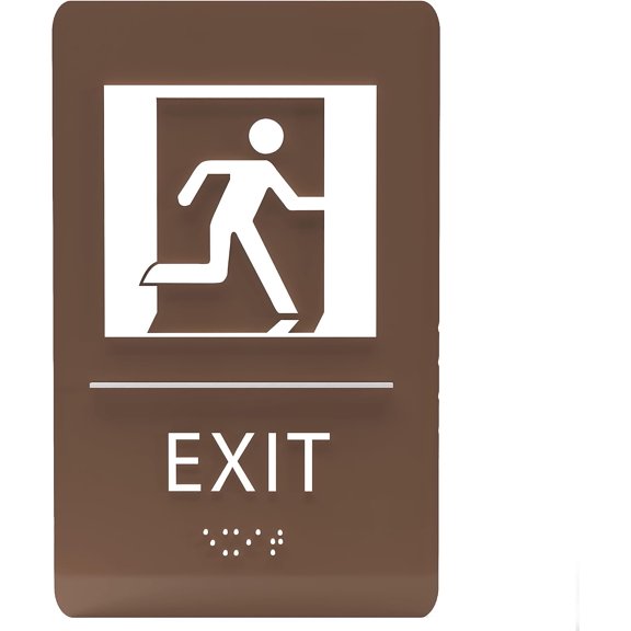 ADA CENTRAL SIGNS - 6"X9" Exit Sign - ADA Compliant Tactile Graphics Grade 2 Braille Text Wall Sign - Emergency Rescue Safety Signs for Schools, Offices, Businesses, Apartments, and Restaurants