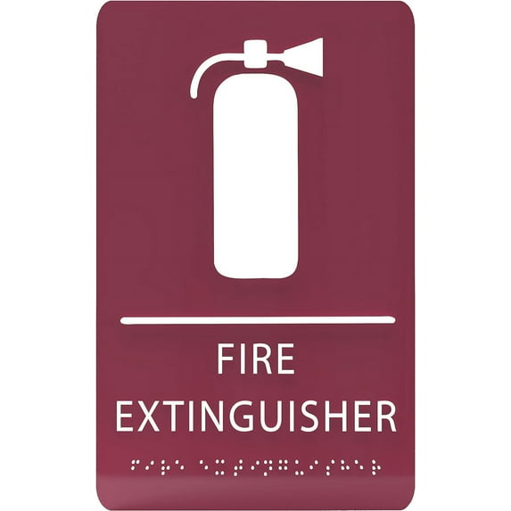 ADA CENTRAL SIGNS - 6" X9" Fire Extinguisher Sign - ADA Compliant Tactile Graphics Grade 2 Braille Text | Wall Mount Emergency Plastic Signs for Shopping Malls, Office Building, Schools, & Restaurants