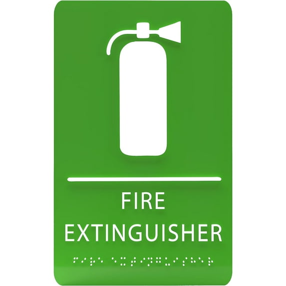 ADA CENTRAL SIGNS - 6" X9" Fire Extinguisher Sign - ADA Compliant Tactile Graphics Grade 2 Braille Text | Wall Mount Emergency Plastic Signs for Shopping Malls, Office Building, Schools, & Restaurants