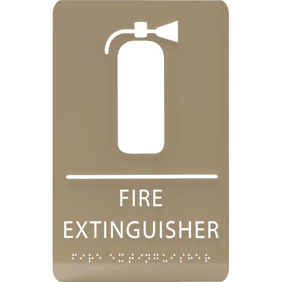 ADA CENTRAL SIGNS - 6" X9" Fire Extinguisher Sign - ADA Compliant Tactile Graphics Grade 2 Braille Text | Wall Mount Emergency Plastic Signs for Shopping Malls, Office Building, Schools, & Restaurants