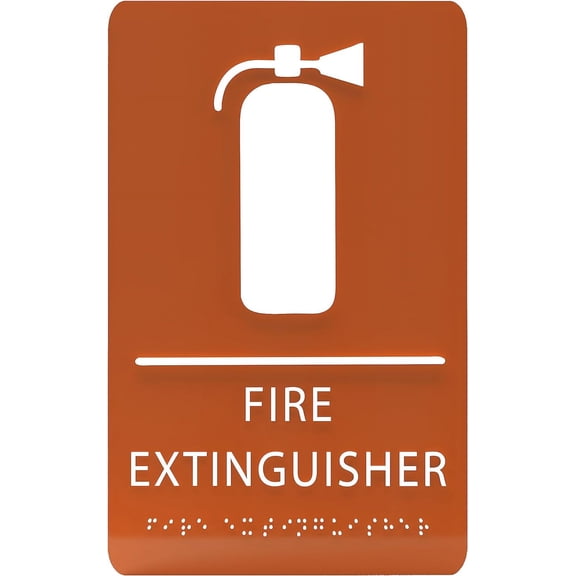 ADA CENTRAL SIGNS - 6" X9" Fire Extinguisher Sign - ADA Compliant Tactile Graphics Grade 2 Braille Text | Wall Mount Emergency Plastic Signs for Shopping Malls, Office Building, Schools, & Restaurants