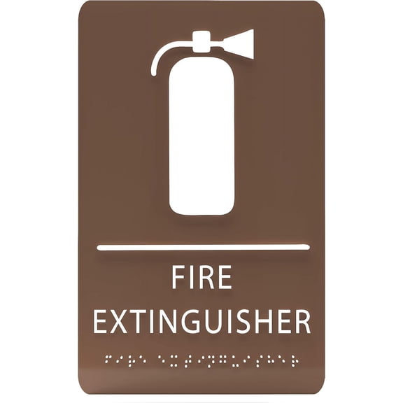 ADA CENTRAL SIGNS - 6" X9" Fire Extinguisher Sign - ADA Compliant Tactile Graphics Grade 2 Braille Text | Wall Mount Emergency Plastic Signs for Shopping Malls, Office Building, Schools, & Restaurants