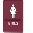thumbnail image 1 of ADA CENTRAL SIGNS - 6"X9" Girls Restroom Sign - ADA Compliant Tactile Graphics Grade 2 Braille Text Plastic Wall Signs - Bathroom Door Placard Double Sided Tape Rest Room Sign for Business Apartment, 1 of 7