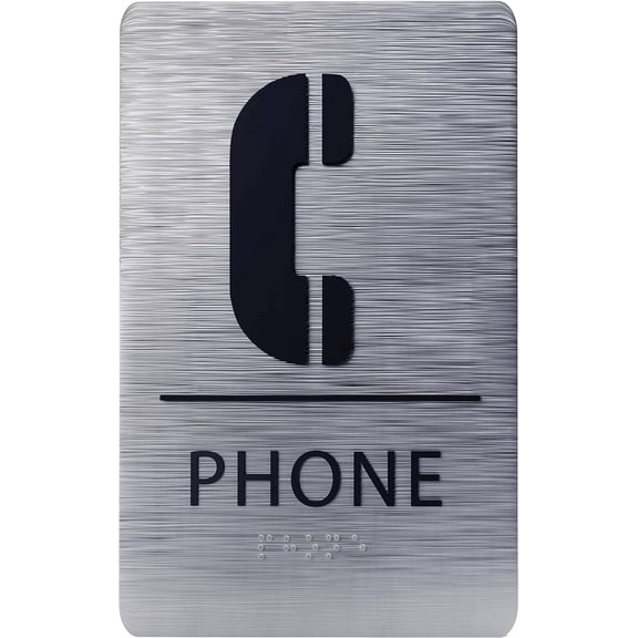 ADA CENTRAL SIGNS - 6" X9" Phone Sign - ADA Compliant Tactile Graphics Grade 2 Braille Text Wall Sign | Cell Phone Easy Access Signs for Offices, Hotels, Schools, Apartments, and Restaurants