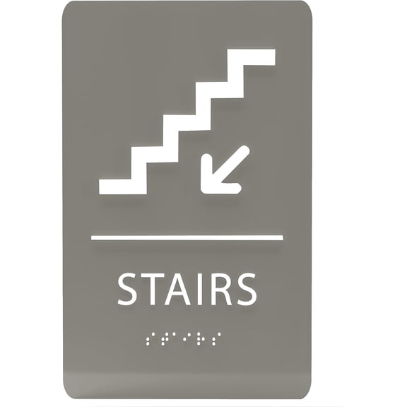 ADA CENTRAL SIGNS - 6" X9" Stairs Sign - ADA Compliant Tactile Graphics Grade 2 Braille Text Wall Sign | Fire Safety Emergency Exits, Stairwell Signs for Malls, Offices, Schools, and Restaurants
