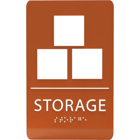ADA CENTRAL SIGNS - 6" X9" Storage Sign - ADA Compliant Tactile Graphics Grade 2 Braille Text Wall Signs – Storehouse, Depository, Repository Room Name Sign for Office Business Apartment Restaurant