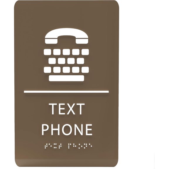 ADA CENTRAL SIGNS - 6" X9" Text Phone Sign - ADA Compliant Tactile Graphics Grade 2 Braille Text Wall Signs | Cell Phone TTY Telephone Keyboard Symbol Type Sign for Office, Hotel, School, & Apartment