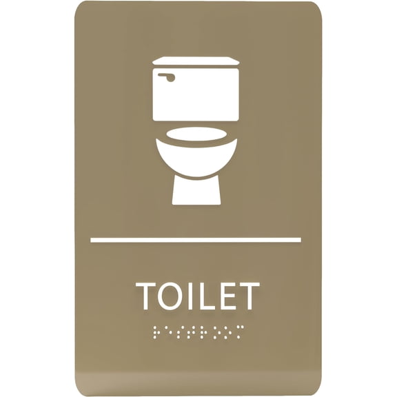 ADA CENTRAL SIGNS - 6"X9" Toilet Restroom Sign- ADA Compliant Tactile Graphics Grade 2 Braille Text Acrylic Wall Signs Bathroom Door Placard Double Sided Tape All Unisex Neutral Gender Rest Room Sign