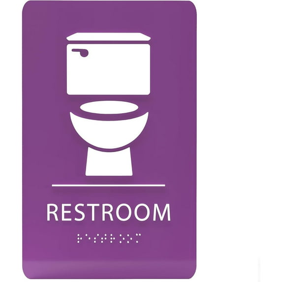 ADA CENTRAL SIGNS - 6"X9" Toilet Restroom Sign- ADA Compliant Tactile Graphics Grade 2 Braille Text Acrylic Wall Signs- Bathroom Door Placard Double Sided Tape All Unisex Neutral Gender Rest Room Sign