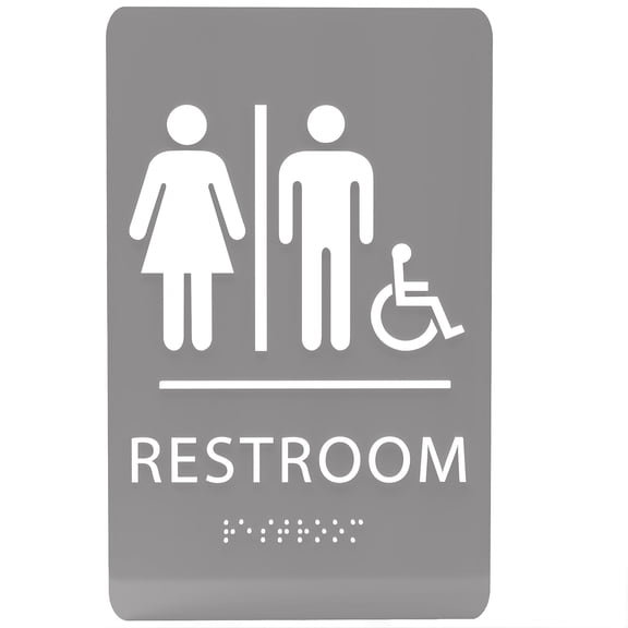 ADA CENTRAL SIGNS - 6"X9" Unisex Accessible Restroom Sign - ADA Compliant Tactile Graphics Grade 2 Braille Text Wall Signs - Bathroom Door Placard Double Sided Tape Wheelchair Handicap Rest Room Sign