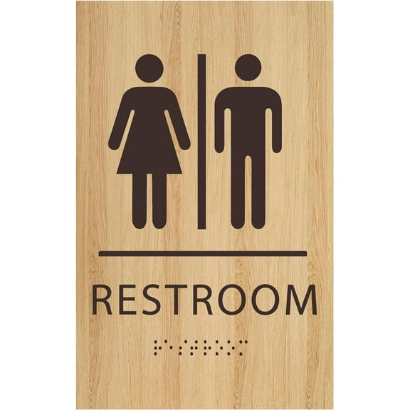 ADA CENTRAL SIGNS - 6"X9" Unisex Restroom Sign - ADA Compliant Tactile Graphics Grade 2 Braille Text Acrylic Wall Signs - Bathroom Door Placard All Gender Neutral Rest Room Sign for Business Apartment