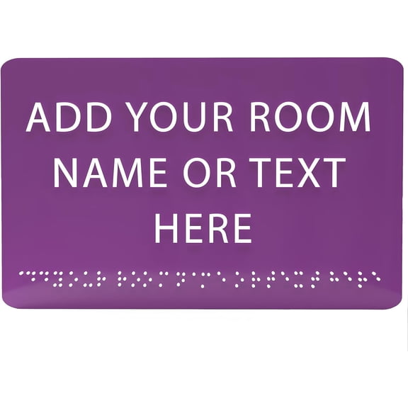 ADA CENTRAL SIGNS - 9" X6" Personalized Custom Sign - ADA Compliant Tactile Graphics Grade 2 Braille Text Acrylic Wall Signs - Add Your Room Name Text Sign for Home School Office Business Workplace