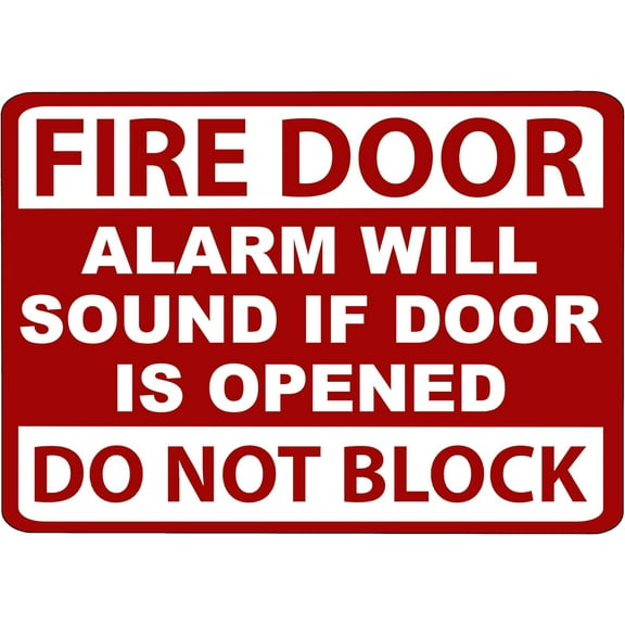 ADA CENTRAL SIGNS - Fire Door Keep Closed Sign - ADA Compliant Digitally Printed Text Wall Sign - Alarm Will Sound If Door Is Opened, Do Not Block Emergency Safety Signs - Vinyl 7 x 10 White & Red