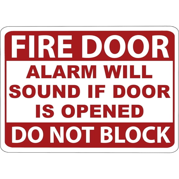 ADA CENTRAL SIGNS - Fire Door Keep Closed Sign - ADA Compliant Digitally Printed Text Wall Sign - Alarm Will Sound If Door Is Opened, Do Not Block Emergency Safety Signs - Vinyl 7 x 10 White & Red