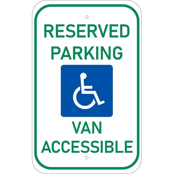 ADA CENTRAL SIGNS - Handicap Reserve Parking Van Accessible Sign R7-8 - ADA Compliant Digitally Printed Text Wall Signs - Handicap Van Accessible Signs Used for Public Reserved Parking, or Outdoor