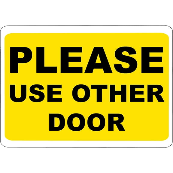 ADA CENTRAL SIGNS - OSHA Warning Please Use Other Door Sign - ADA Compliant Digitally Printed Text Wall Sign - Fire Safety Evacuation Signs for Warehouse, Work Site - Black on Yellow - Vinyl 7” x 5”
