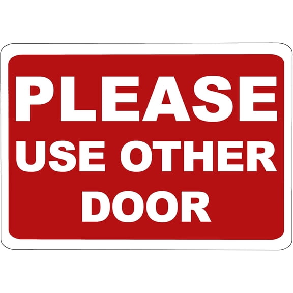ADA CENTRAL SIGNS - OSHA Warning Please Use Other Door Sign - ADA Compliant Digitally Printed Text Wall Signs - Fire Safety Evacuation Signs for Warehouse, Work Site - White On Red - Aluminum 10”x7”