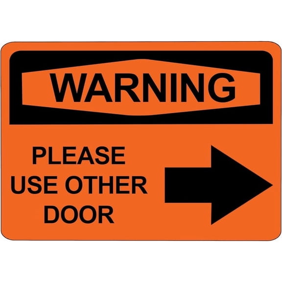 ADA CENTRAL SIGNS - OSHA Warning Please Use Other Door Sign with Right Arrow - ADA Compliant Digitally Printed Text Wall Sign - Fire Safety Evacuation Signs for Warehouse, Work Site - Vinyl 5” x 3.5”