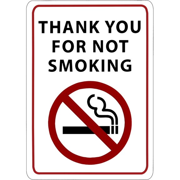 ADA CENTRAL SIGNS - Thank You for Not Smoking Sign- ADA Compliant Digitally Printed Text Wall Sign - Smoke-Free Area Door Signs for Offices, Businesses, Hotels, and Restaurants - Plastic 5” x 3.5”