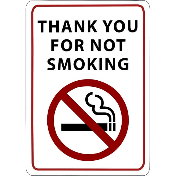 ADA CENTRAL SIGNS - Thank You for Not Smoking Sign - ADA Compliant Digitally Printed Text Wall Sign - Smoke-Free Area Door Signs for Offices, Businesses, Hotels, and Restaurants - Aluminum 10” x 7”