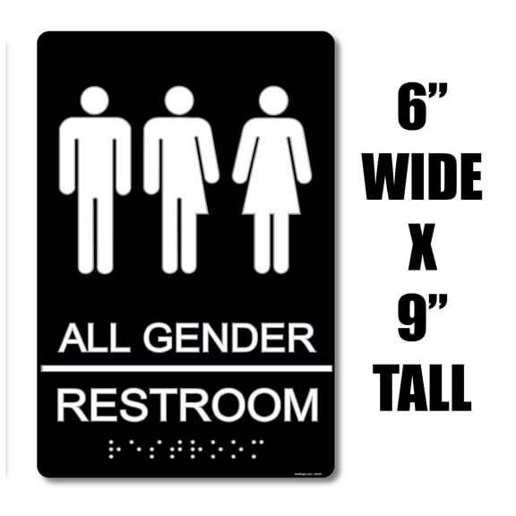 ADA Compliant All Gender" Non Gender Specific Unisex Restroom / Bathroom Sign