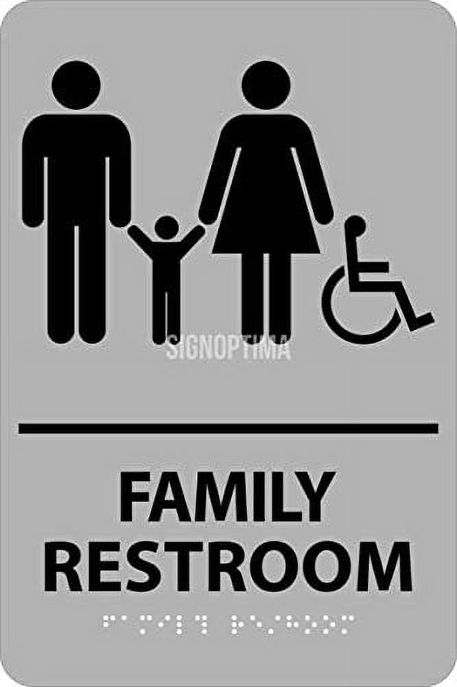 ADA Compliant Family Restroom Sign, Braille Grade II, 6
