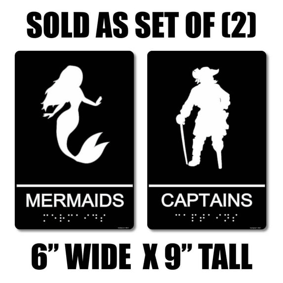 ADA Compliant “Nautical" - Mermaid Captain Themed Restroom Signs