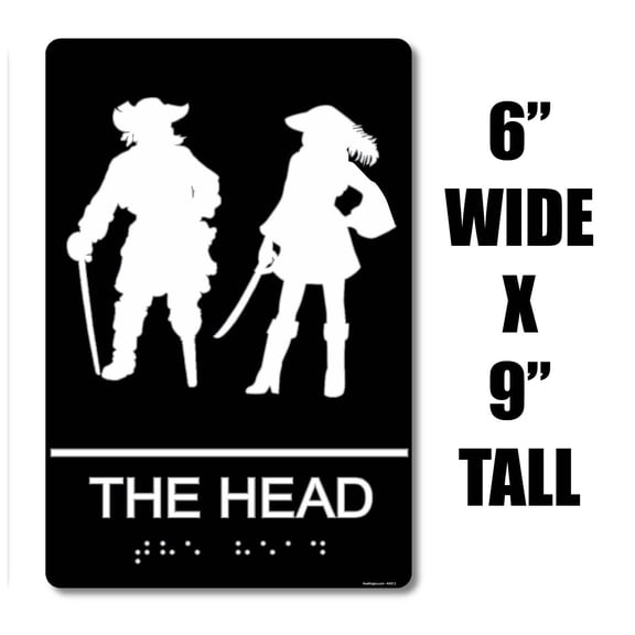ADA Compliant Pirates Head" - Nautical Themed Unisex Restroom / Bathroom Sign