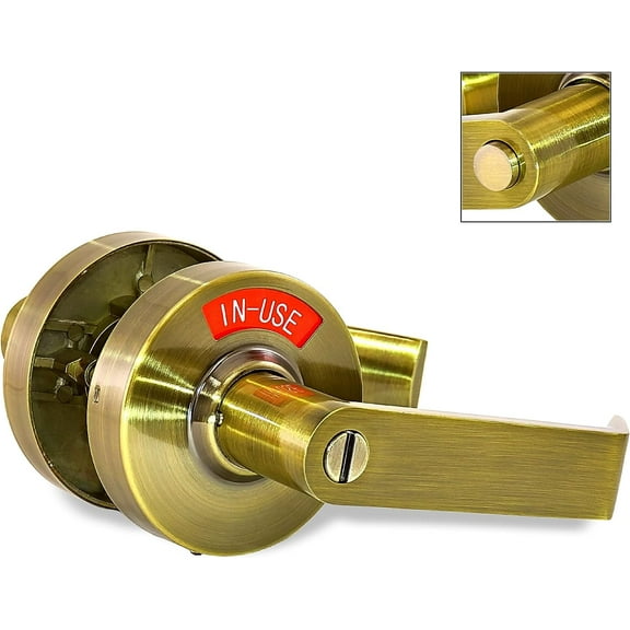 ADA Door Lock with Indicator in Antique Brass - Right-Handed