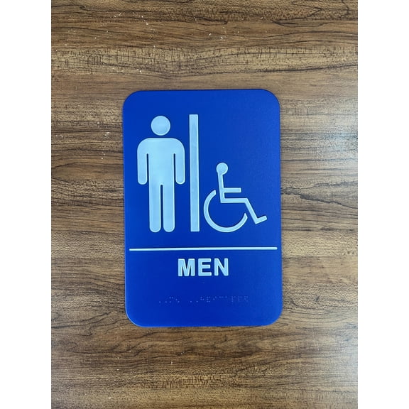 ADA Men Restroom Sign Standard Size, Raised Letters & Wheelchair Symbol, Durable & Easy to Install