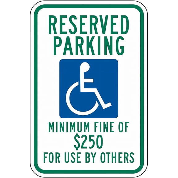 ADA Minimum Fine $250 for Use by Others Sign - 8"x12" Safety Warning Metal Tin Sign, Accessibility Violation Alert